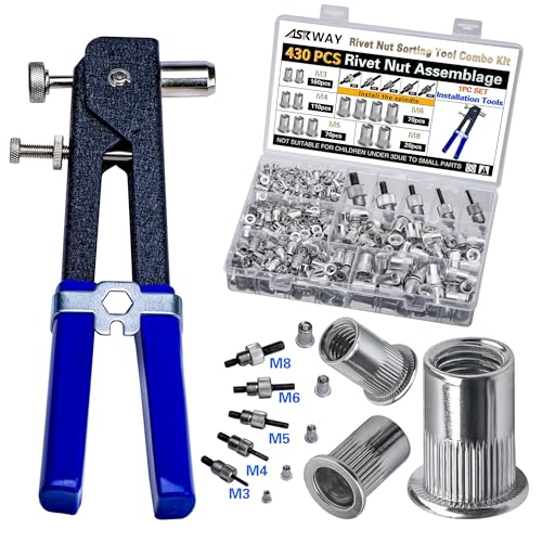 ASKWAY Pressure Rivet Nut Tool Kit, 430Pcs Aluminum Rivet Nut Combination