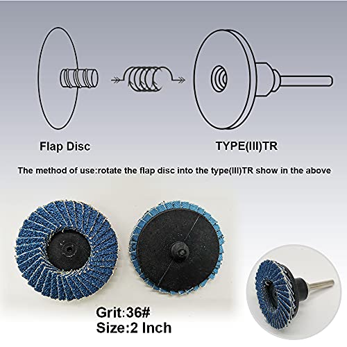 Tshya 24 Pcs 2 inch Twist on Flap Discs with 1/4" Holder Die Grinder Attachments T27 Zirconia Flat 36/60/80 Grit Grinding Wheels for Surface Prep - style: Flap 25Pack Mix