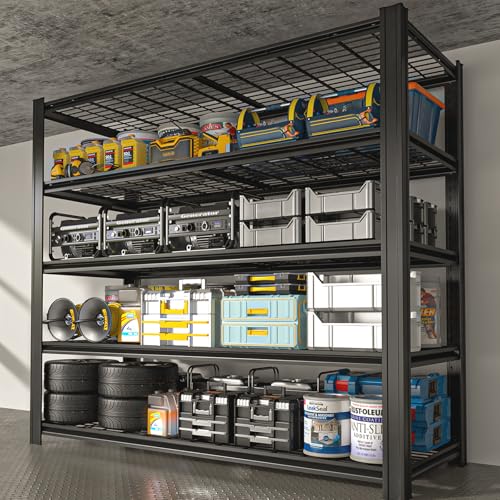 Garage Shelving, Heavy Duty Storage Shelves Metal Shelf Unit Adjustable Industrial Storage Racks for Shop,Warehouse,Basement (5T 84 * 55 * 24) - size: 5-Tier 84"H x 55"W x 24"D
