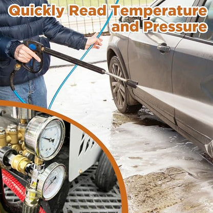 RIDGE WASHER 2-in-1 Pressure Washer Gauge Emperature Gauges, 6000 PSI - size: Temp. & Pres. Gauge