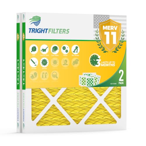 TRIGHTFILTERS 14x14x1 Air Filter MERV 11 HVAC Furnace Filter Pleated 2 Pack - size: 14x14x1