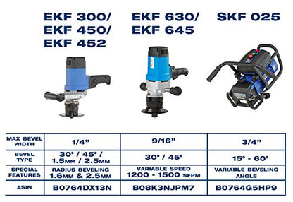 CS Unitec | EKF 300.3 | Portable Hand-Held Beveling and Chamfering Machine for Metal. 30 Degree Weld Seams and Chamfer from 0-1/4", 13.5 Amp, 110V - Made in Germany - style: 30° Beveler - EKF 300.3