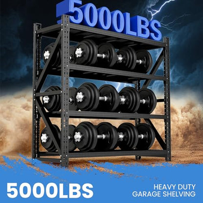 Heavy Duty Metal Shelving Units, Garage Shelves & Storage System - size: 75"W x 24"D x 69"H