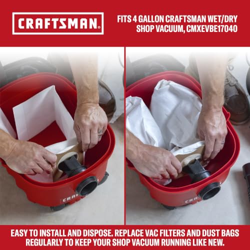 CRAFTSMAN CMXZVBE43271 Genuine 4 Gal. Wet Dry Vacuum Dust Collection Bags - style: 4 Gallon Fine Dust