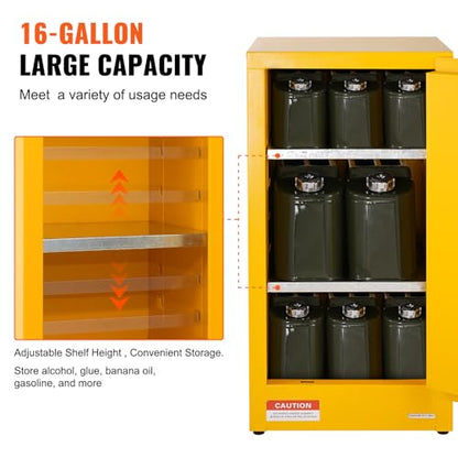 VEVOR Flammable Cabinet, 18" x 18" x 35", Yellow - size: 18" x 18" x 35"