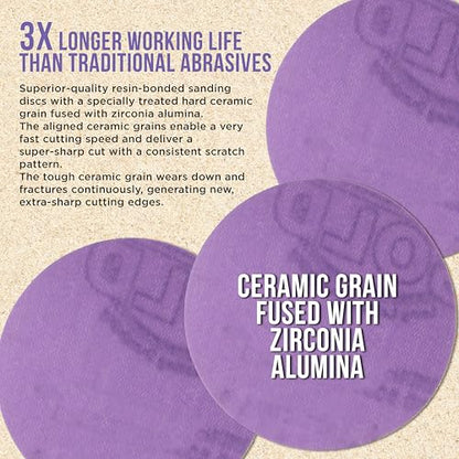 Dura-Gold Premium 1000 Grit 3" Purple Film Ceramic Sanding Discs, Box of 30 - style: 1000 Grit