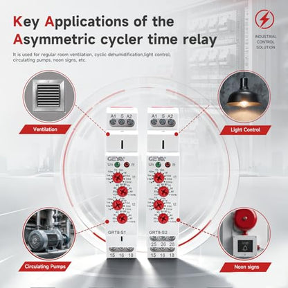 Asymmetric Cycle Timer 2SPDT Relay 16A AC230V Electronic Repeat Relay(GRT8-S2,AC230V) - color: Grt8-s2, size: A230