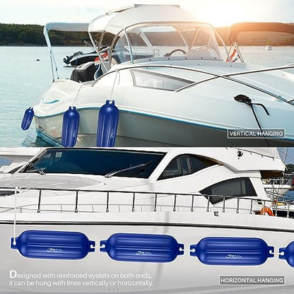 4 Pack 8.5 x 27 Inches Boat Fenders Bumpers for Docking - color: Royal Blue