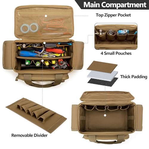 Rexmica Small Tool Bag Tool Storage Organizer Tactical Range Bag, Khaki - color: Khaki