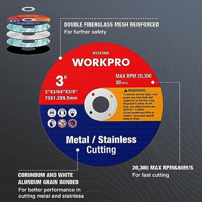 WORKPRO 20-Pack 3" x 3/8" Cut-Off Wheels