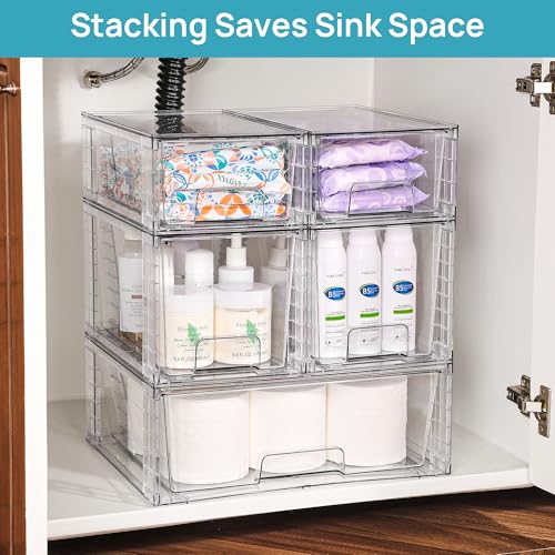 Vtopmart Clear Stackable Storage Drawers, 5 Pack Multi-Size Organizer Set - style: 1 Wide+2 Medium+2 Small