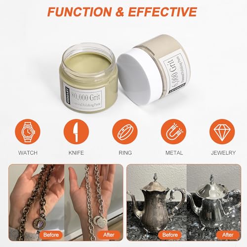 80,000Grit Diamond Polishing Lapping Compound Polish Paste with 25% Diamond Powder (0.1 Micros) for Metal Silver Chrome Glass Marble Resin Rock Watch Jewelry Gemstones - 50G (1.76 Oz) - size: 80,000 Grit