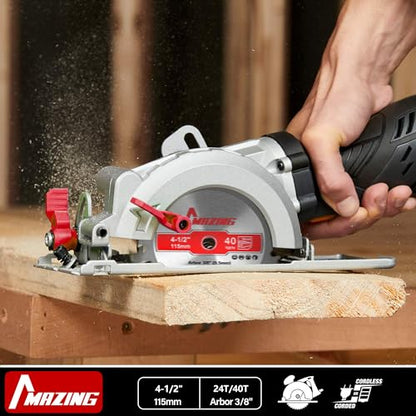 MAZING 4 PCS 4-1/2 Inch 24T&40T Circular Saw Blades, 4.5 inch TCT Compact Circular Saw Blade with 3/8" Arbor, ATB Design, Fit for Woodworking Cutting Plywood, Soft & Hardwood, Wood with Nails - style: 4-1/2" 24&40T-4Pack