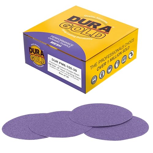 Dura-Gold Premium 150 Grit 6" Purple Ceramic Mesh Sanding Discs, Box of 30 - style: 150 Grit