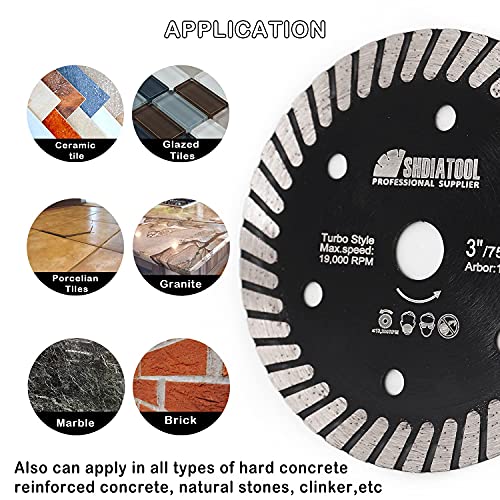 SHDIATOOL 3PCS 3-Inch Tile Diamond Saw Blade for Porcelain Ceramic 10mm - size: 3 Inch Tile