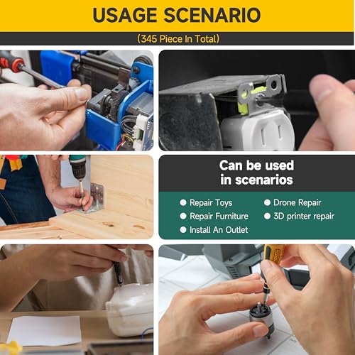 Mywish 345Pcs Metric M4 Screws Assortment Kit, Flat Head Countersunk Socket Cap Assorted Screws Nuts and Bolts, Allen Hex Drive Stainless Steel Screws - style: 345Pcs M4 Flat Head