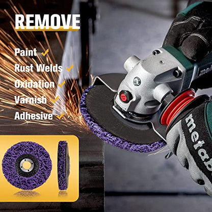 10 Pack Strip Disc Wheel for Angle Grinder Paint Rust Removal 4-1/2" x 7/8" - style: 4-1/2'' x 7/8''-Purple
