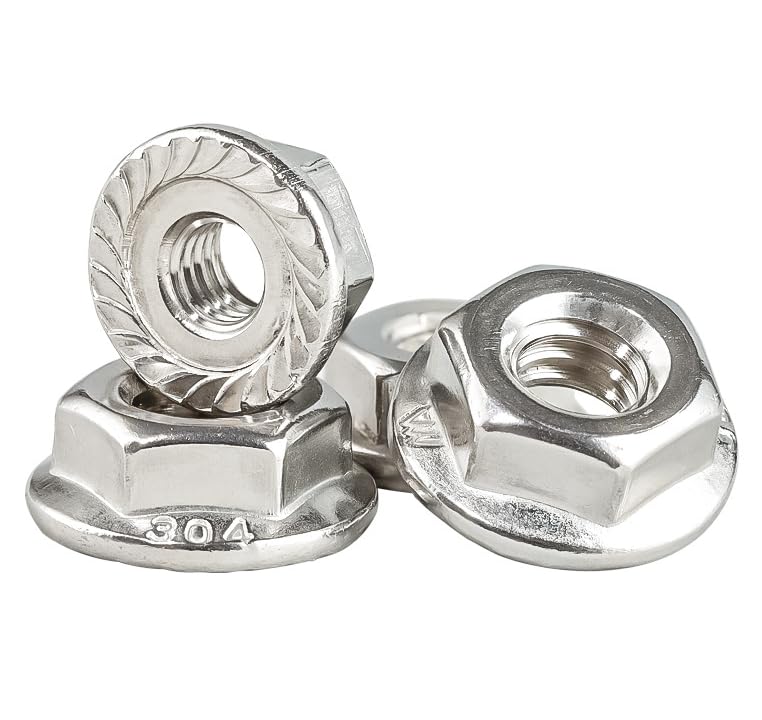 M6-1 Serrated Flange Hex Lock Nuts, 304 Stainless Steel Serrated Metric Hex Flange Lock Nuts,Hexagon Flange Nuts,Metric Nuts Fasteners,Bright Finish,50 Pcs - size: M6(50)