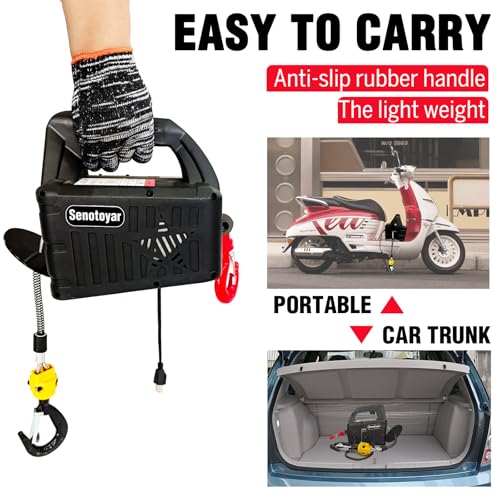 Electric Hoist Winch 3 in 1,1100lbs Electric Hoist 110 Volt 1500W Portable Electric Winch with Remote Control/Manual/Cable,Chain Hoist Overload Protection 25ft Lifting Height for Towing&Copper Motor - color: 3 in 1 Electric Hoist/Manual