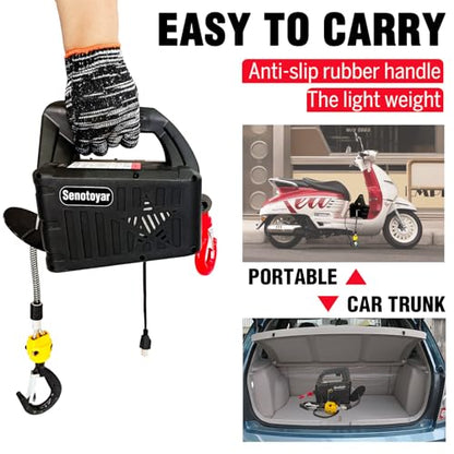 Electric Hoist Winch 3 in 1,1100lbs Electric Hoist 110 Volt 1500W Portable Electric Winch with Remote Control/Manual/Cable,Chain Hoist Overload Protection 25ft Lifting Height for Towing&Copper Motor - color: 3 in 1 Electric Hoist/Manual