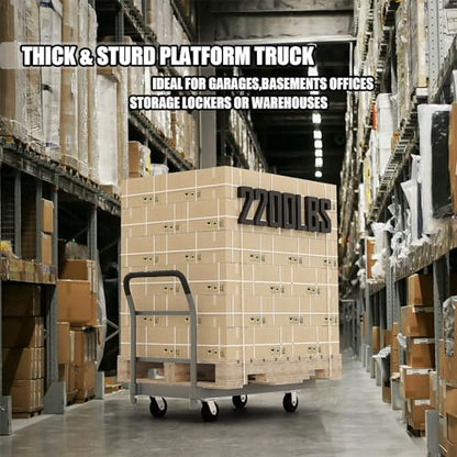 Heavy Duty Flatbed Cart, 3500LB Foldable Platform Truck Industrial Grade Weight Capacity, 36''W*72''L PlatformCart, Steel Hand Push Dolly Cart for Garden, Warehouse＆Yard (36 * 72) - size: 36*72