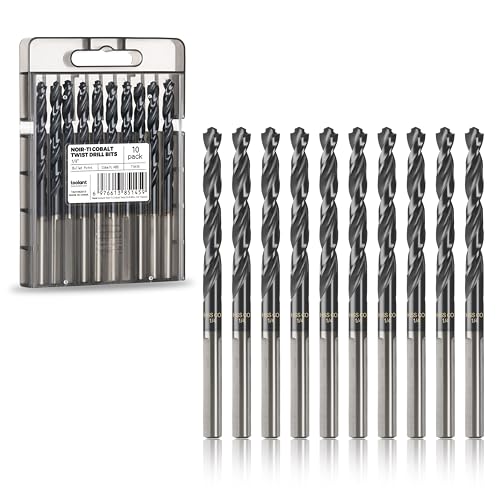 toolant 1/4" Cobalt Drill Bit Set(Pro) Titanium Aluminum Nitride Coated (TiAlN) with Bullet Point Tip, 10-Piece Bulk - size: 1/4 in (10pcs)