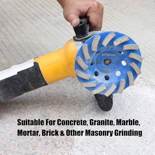 5 in.x5/8-11 in. Plate 14 Segments Turbo Shape Diamond Grinding Cup Wheel for Concrete and Stone (5 Inch 5/8"-11 Threaded) - style: 5 Inch 5/8"-11 Threaded