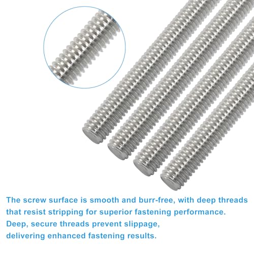 BokWin 4 Pack M5 x 250mm Fully Threaded Rod - size: M5 x 250mm