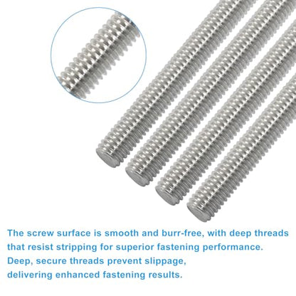 BokWin 4 Pack M5 x 250mm Fully Threaded Rod - size: M5 x 250mm