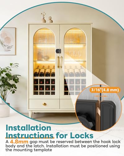 Cabinet Locks with Combination, 180° Sliding Closet Door Lock - color: Black