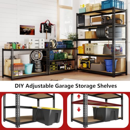 Storage Shelves Unit,40" W 5-Tier Garage Shelving Heavy Duty Metal Adjustable Garage Shelves,Stable Shelves Organizer for Pantry, Kitchen and Basement,40" W x 20" D x 72" H,Black - size: 20"D x 40"W x 72"H(Metal Board)