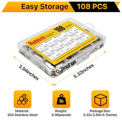 108PCS Flat Washers Assortment Kit, 304 Stainless Steel Washers - style: 108PCS (Metric）