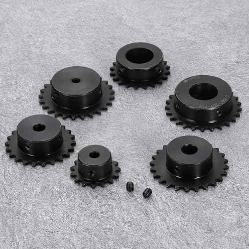 uxcell 2 Pcs #25 Chain Roller Sprocket 10mm Bore, 22 Tooth C45 Carbon Steel ANSI #25 Roller Sprocket Round Hole with Set Screws for ISO 04C Chain - size: 10mm Bore 22 Tooth
