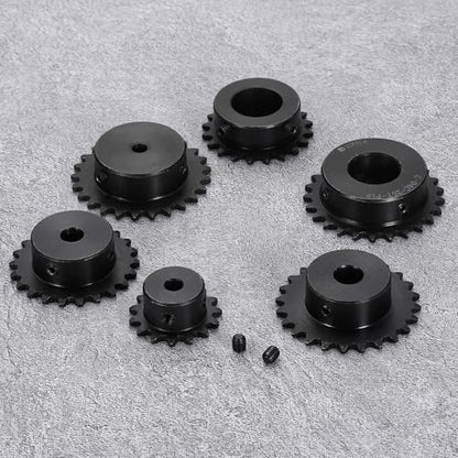 uxcell 2 Pcs #25 Chain Roller Sprocket 6.35mm Bore, 20 Tooth C45 Carbon Steel ANSI #25 Roller Sprocket Round Hole with Set Screws for ISO 04C Chain - size: 6.35mm Bore 20 Tooth