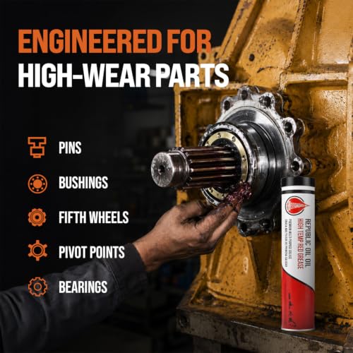 Republic Oil Premium Red #1 Lithium Complex Multi-Purpose Grease Tubes 10x14oz – High Temp Wheel Bearing Grease NLGI GC-LB for Chassis, Automotive, Agriculture, Construction, 30F to 300F Made in USA - size: 10 x 14 oz Tubes