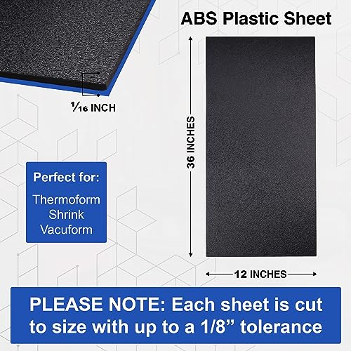 Duco ABS Plastic Sheet 1/16" (1.5mm) Thick 12" x 36" - 1 Pack of USA-Made Textured & Matte ABS Black Sheet - Heat Moldable Plastic Panel for Home Decor, Crafts, Robotics, DIY Projects and Industrial - size: 12" x 36"