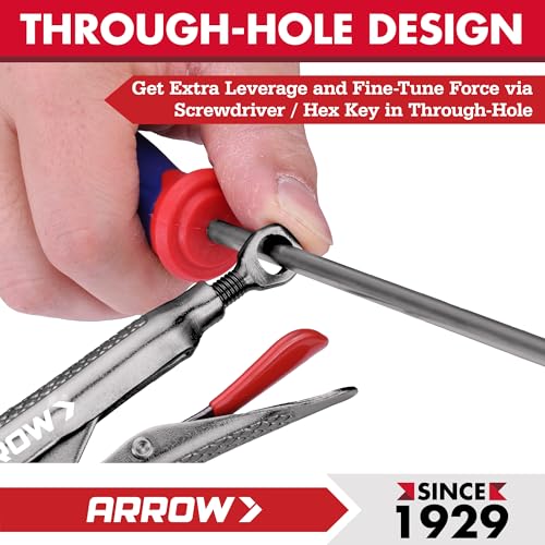ARROW 7" Curved Jaw Locking Pliers with Screw Extractor - size: 7 inch