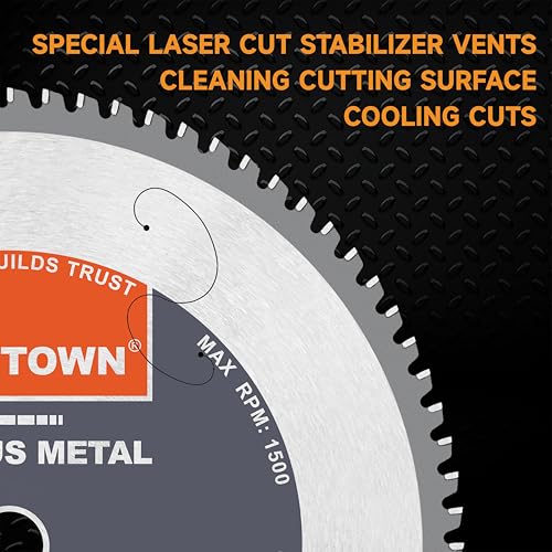 TWIN-TOWN 14-Inch 80 Teeth Metal Steel Cutting Saw Blade for Dry Cutting Mild Steel and Ferrous Metals, 1-Inch Arbor, Cermet Carbide Tipped Up to 5X Longer Life, Compatible with Circular and Chop Saws - size: 14" 80T medium steel