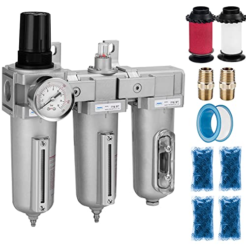 NANPU 3/4" NPT Air Compressor Filter Dryer Regulator, 3-Stage, Manual Drain - size: 3/4" NPT, Munual Drain, style: 3 Stage