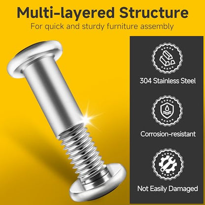 Mywish 10Sets M6 x 35mm Flat Head Hex Socket Cap Screws Bolts and Barrel Nuts Kit, 304 Stainless Steel Furniture Connector Bolts, Metric M6 Countersunk Binding Screws for Crib Cabinet with Hex Spanner - size: M6 x 35mm