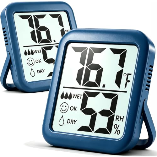 Antonki 2 Pack Room Thermometer Indoor Hygrometer - color: 2 Pcs* Navy Blue