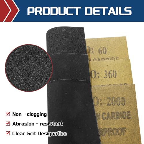 45Pcs Sand Paper 3.6x9Inch 400Grit Silicon Carbide Sandpaper Sheets - size: 3.6 x 9 Inch(400 Grit)