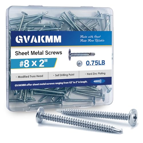 0.75LB (102pcs),#8x2''Sheet Metal Self-Tapping Screws,Modified Truss Head Zinc-Plated Self-Drilling Tek Screws,Ideal for Wood,Metal,Plastic and More(2 Inch,50mm,102Pcs) - size: #8x2 inch