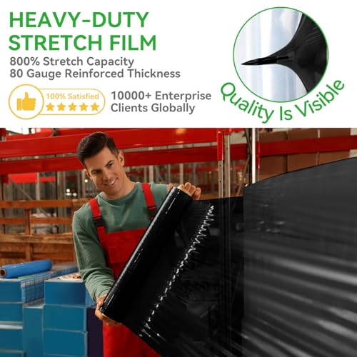 18"x1500ft Black Stretch/Shrink Wrap Roll for Moving, 4 Rolls - style: 18inch-4pack