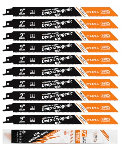 BGTEC 9" Reciprocating Saw Blades for Metal 10 PCS - size: 10PCS