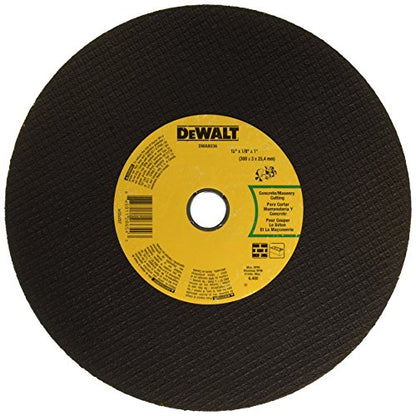DEWALT DWA8036 Concrete/Masonry Port Cutoff Wheel, 12-Inch x 1/8-Inch x 1-Inch, Aluminum Oxide, Coarse Grit, Reinforced, Multi, For Angle Grinder