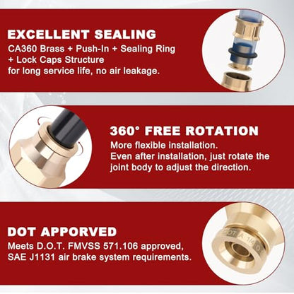 DOT Approved Male Straight Brass Union 1/4" Tube x 1/2" NPT, 10PCS - size: 1/4" OD x 1/2" NPT