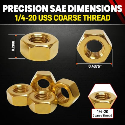 1/4-20 USS Hex Head Nuts, Grade 8 (50 Pieces) - size: 1/4-20 Hex Nut 50pcs