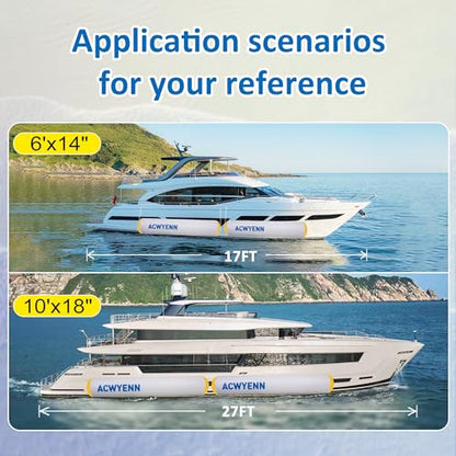 Inflatable Large Boat Dock Bumpers and Fenders for Docking - size: 10'x18" Grey-Yellow