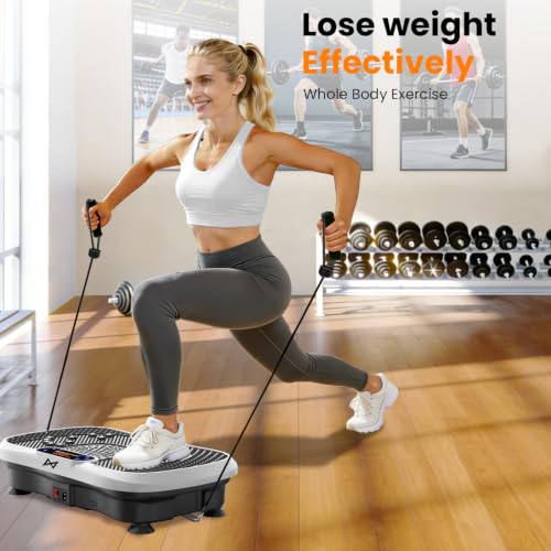 AXV Vibration Plate Exercise Machine Fitness Platform Body Vibrating Board - color: SLIM.WHITE